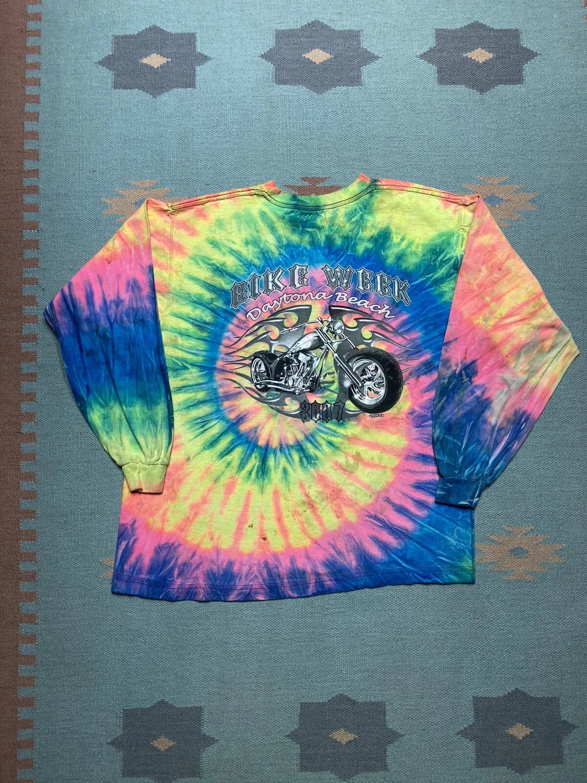 Vintage y2k Daytona beach bike week long sleeve t shirt 2007 tie dye medium