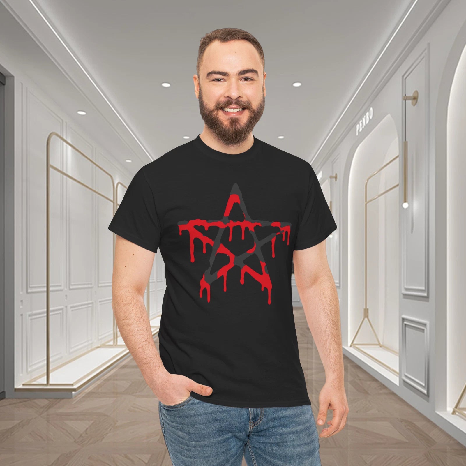 Dripping Red Star Dark Gothic Graphic T-Shirt