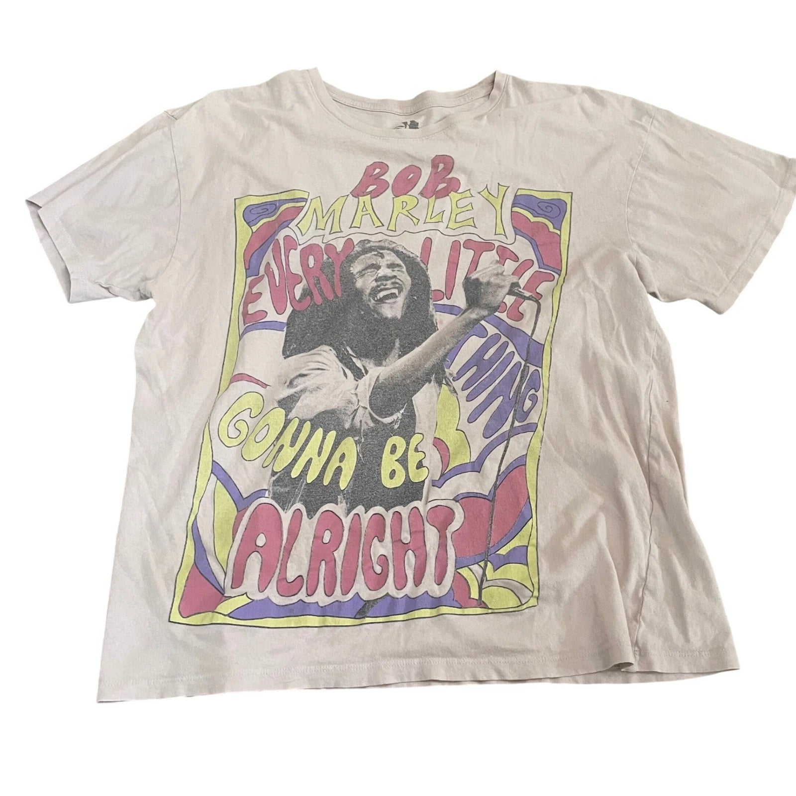 Zion Rootswear Bob Marley Every Little Thing Gonna Be Alright T-Shirt Tan S/M