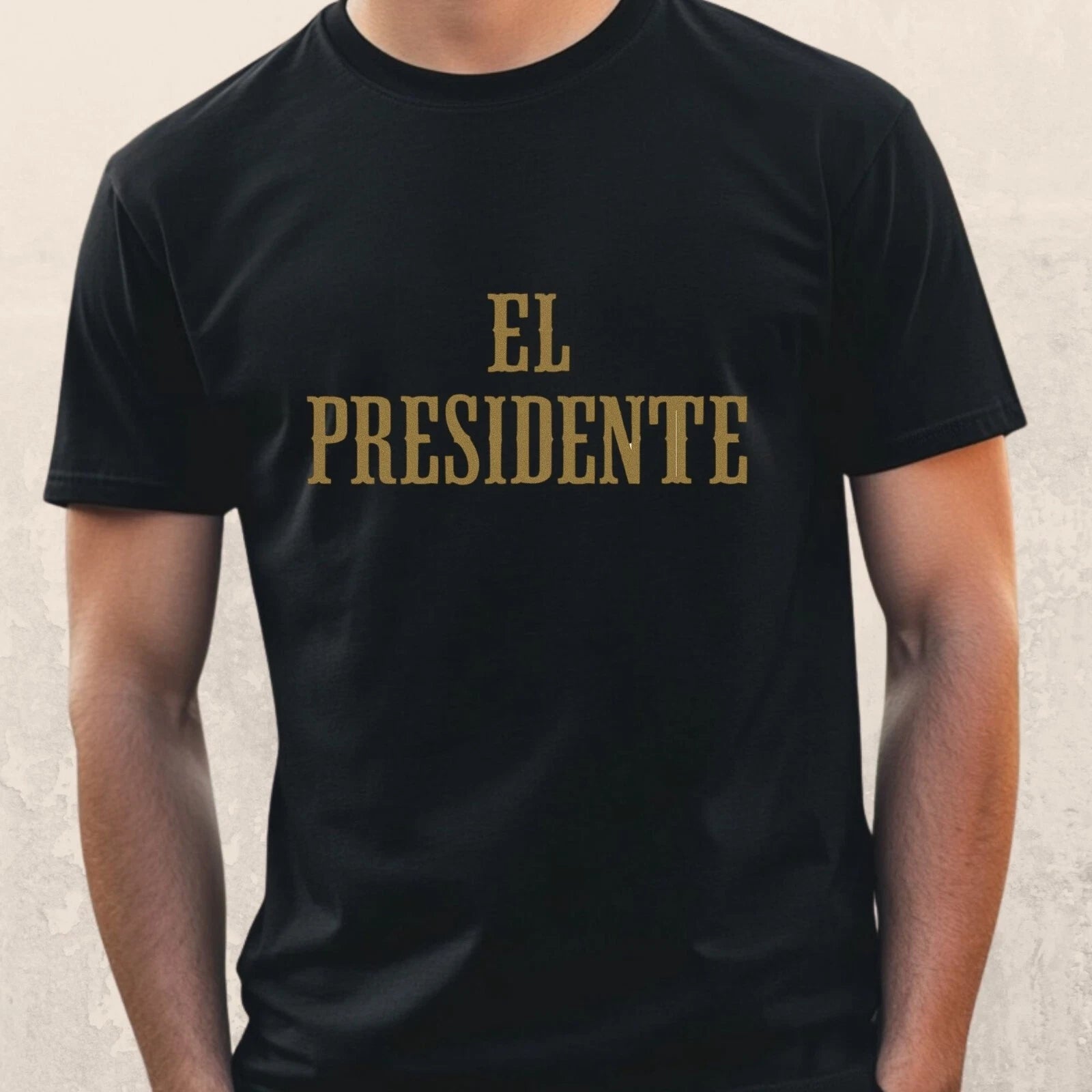 Mens El Presidente Motif Cotton T-Shirt Size XS to 5XL