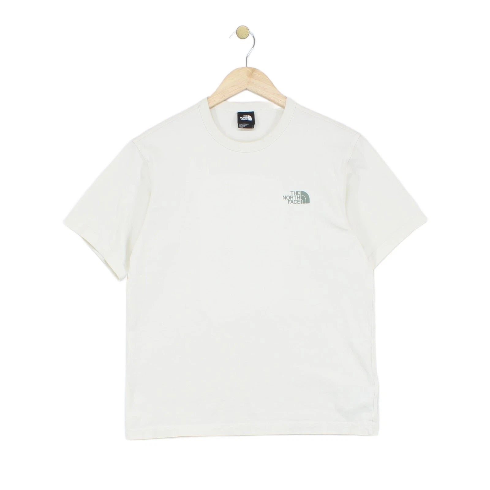 North Face Graphic T-Shirt Mens Size S Cream Outdoor Logo Cotton
