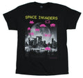 Space Invaders Adult New T-Shirt -  Full City Scape Moon Pic