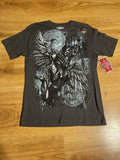 MMA Elite Double Sided Graphic T Shirt Warrior Size Large Y2K Gray NWT