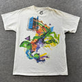 VTG Empyre Shirt Mens Large White Goth Skull Geometric Graphic Short Sleeve Y2K