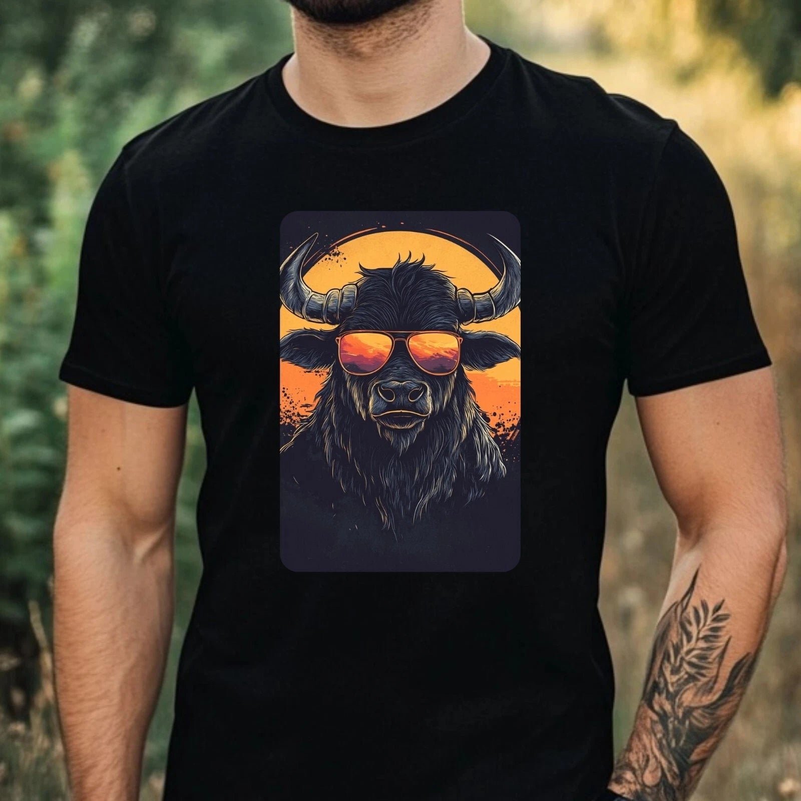 Mens Minotaur Sunglasses Cotton T-Shirt Size XS to 5XL