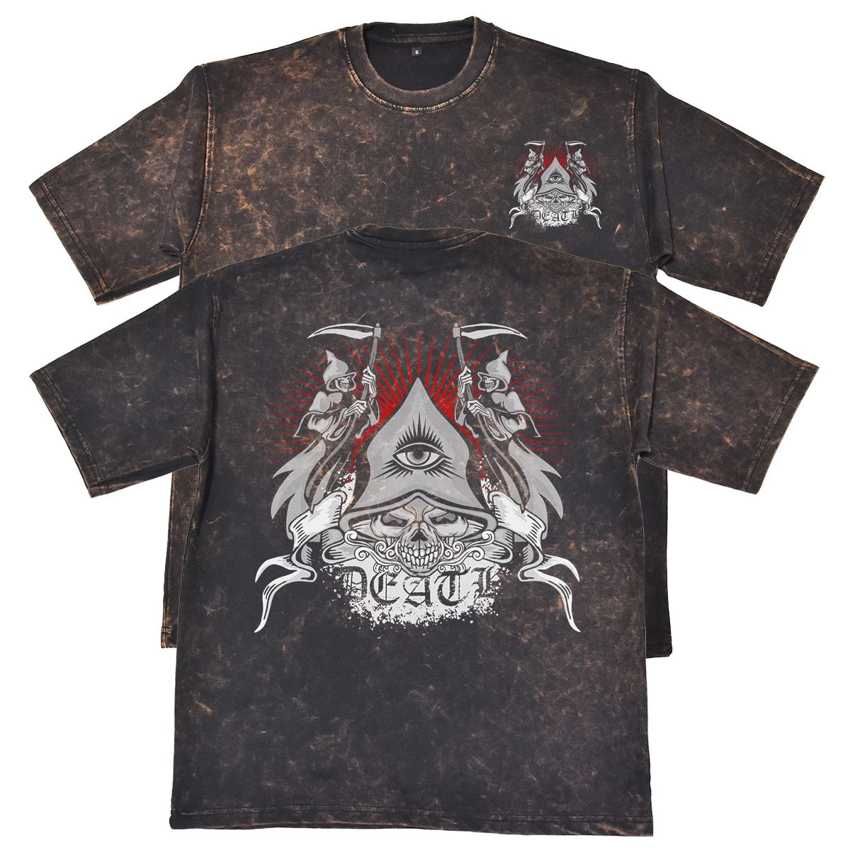 Death Mens Rust Heavyweight 240gsm Vintage T-Shirt Skull Gothic Gift For Him