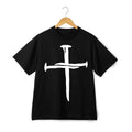 Unisex Gothic Washed T-Shirt Nails Cross Christian Faith Religious Casual Tee