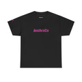 AnshraCo Logo Tee | Black T-Shirt, Pink Text