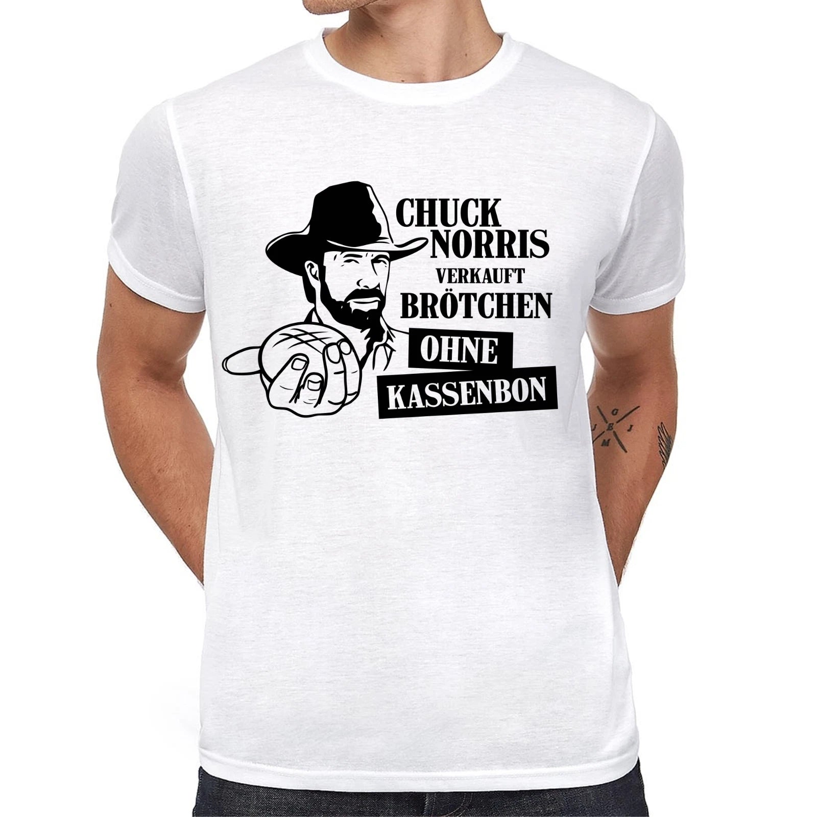 Chuck Norris sells bread rolls without receipt Fun Saying Meme Funny T-Shirt