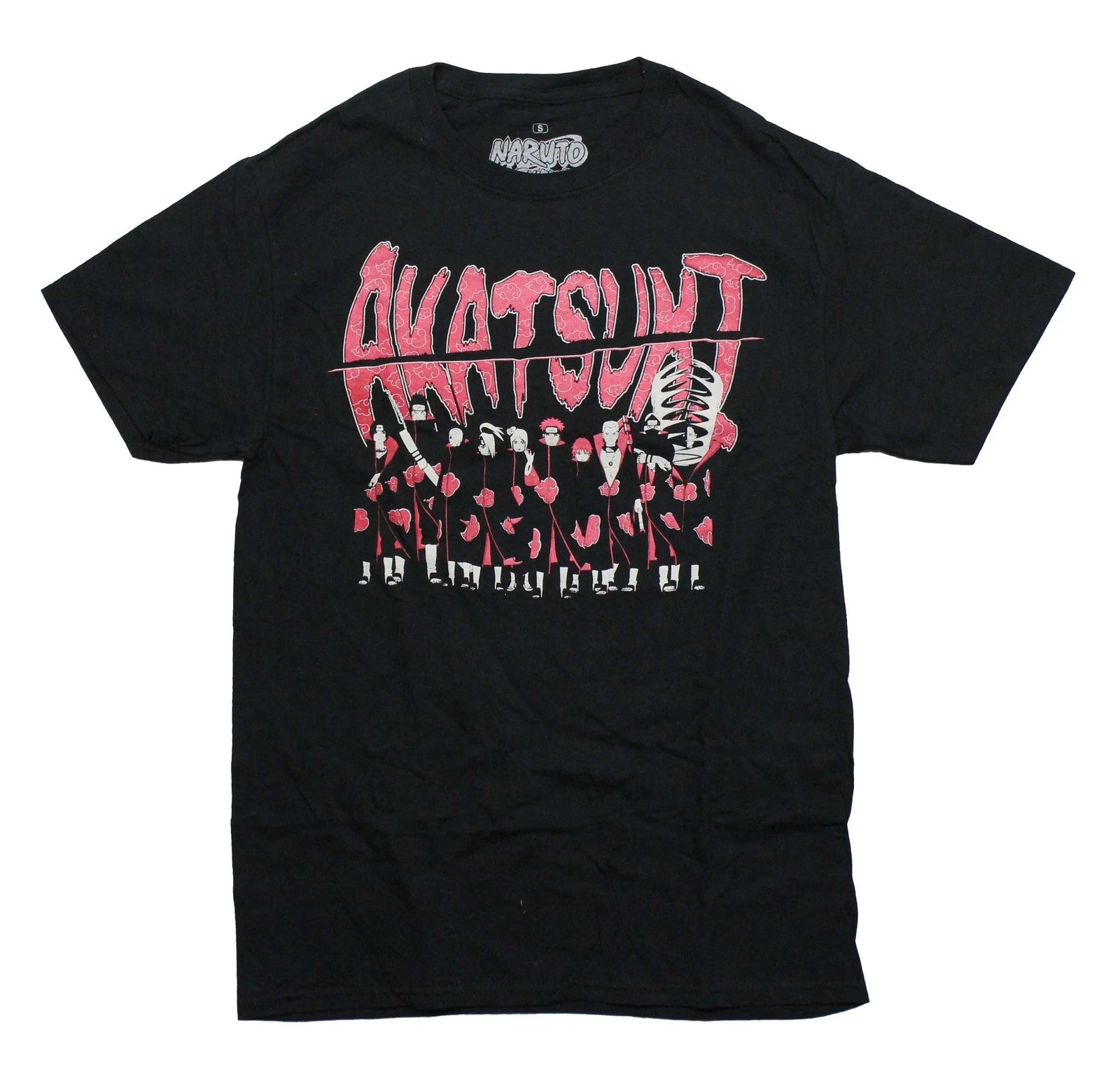 Naruto Shippuden New Adult T-Shirt - Akatsuki ClanCloud Robes Symbols Back
