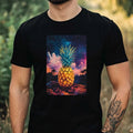 Mens Pineapple Galaxy Motif Cotton T-Shirt Size XS to 5XL