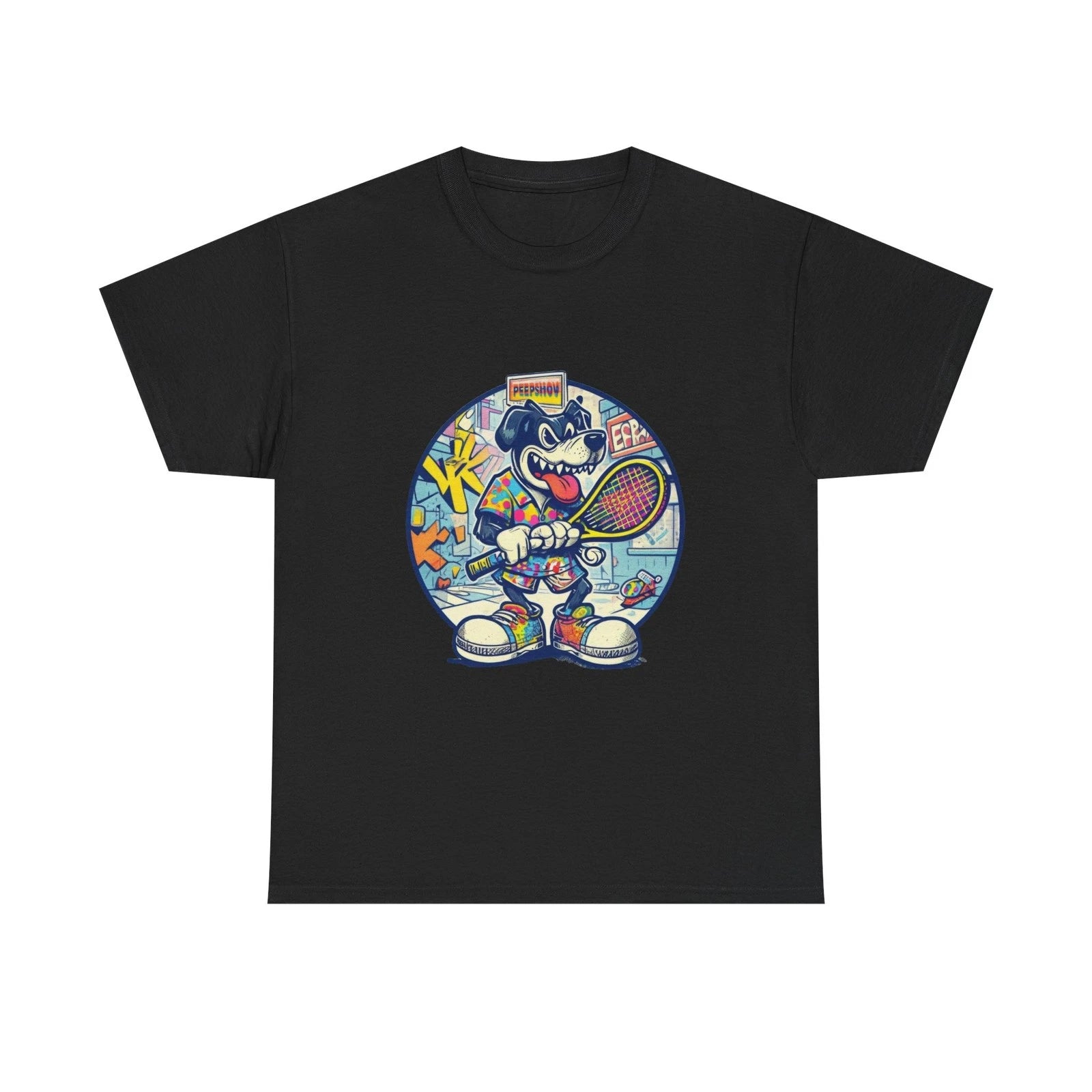 Retro Tennis Dog Graphic Tee Vintage Streetwear Sports Lover Shirt Kawaii Gift