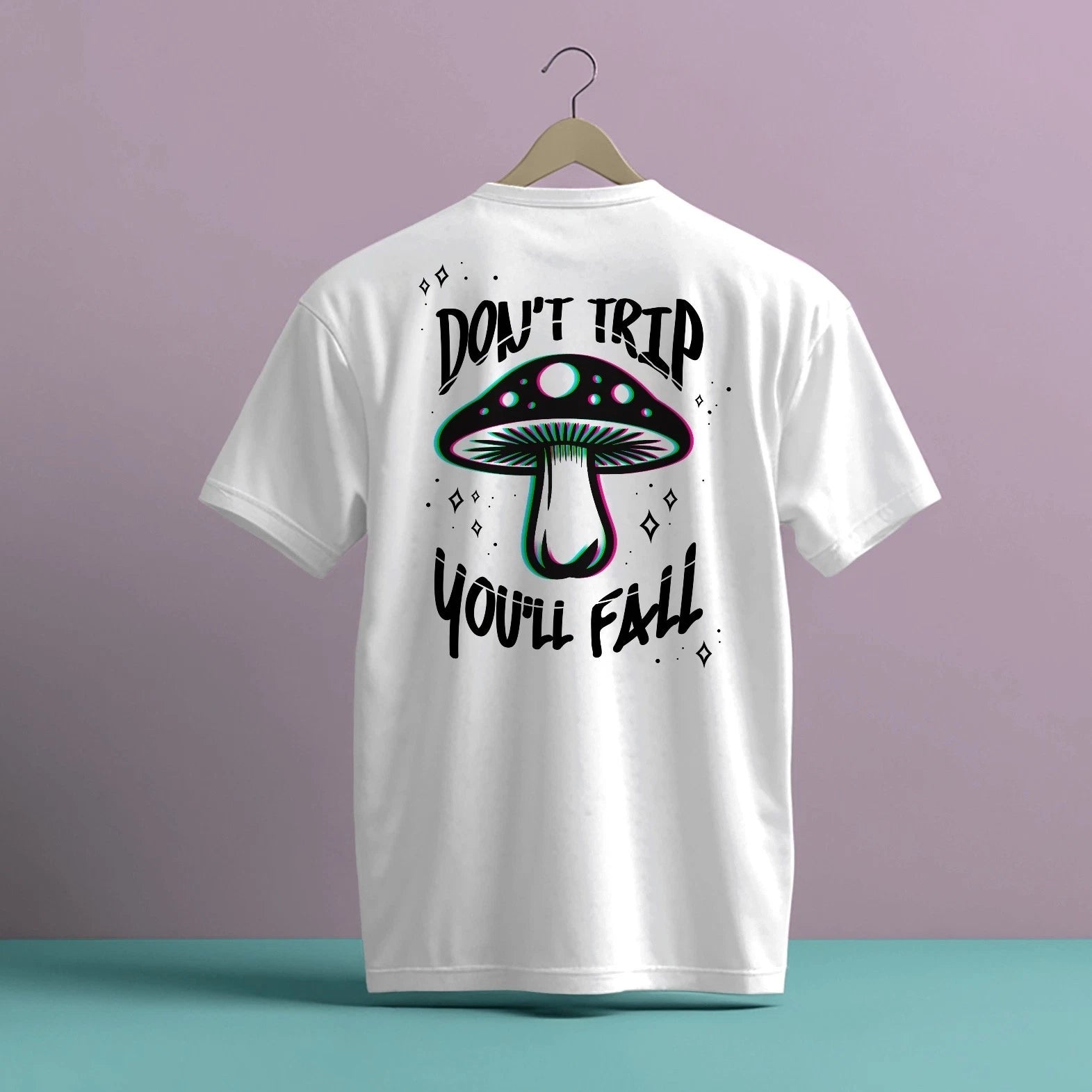 MAGIC MUSHROOM DON'T TRIP YOU'LL FALL DESIGN HIGH QUALITY HEAVY COTTON T-SHIRT