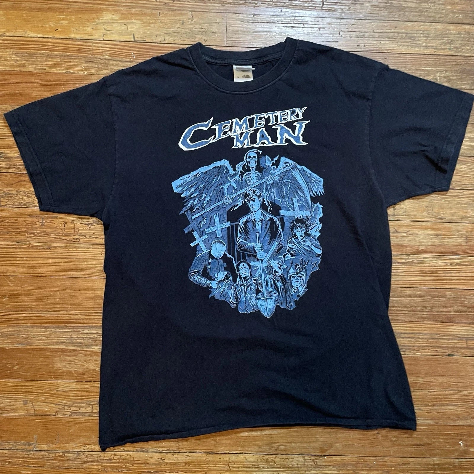 Vintage Y2K Cemetery Man Shirt Size Large Horror Movie Promo Zombie Gothic