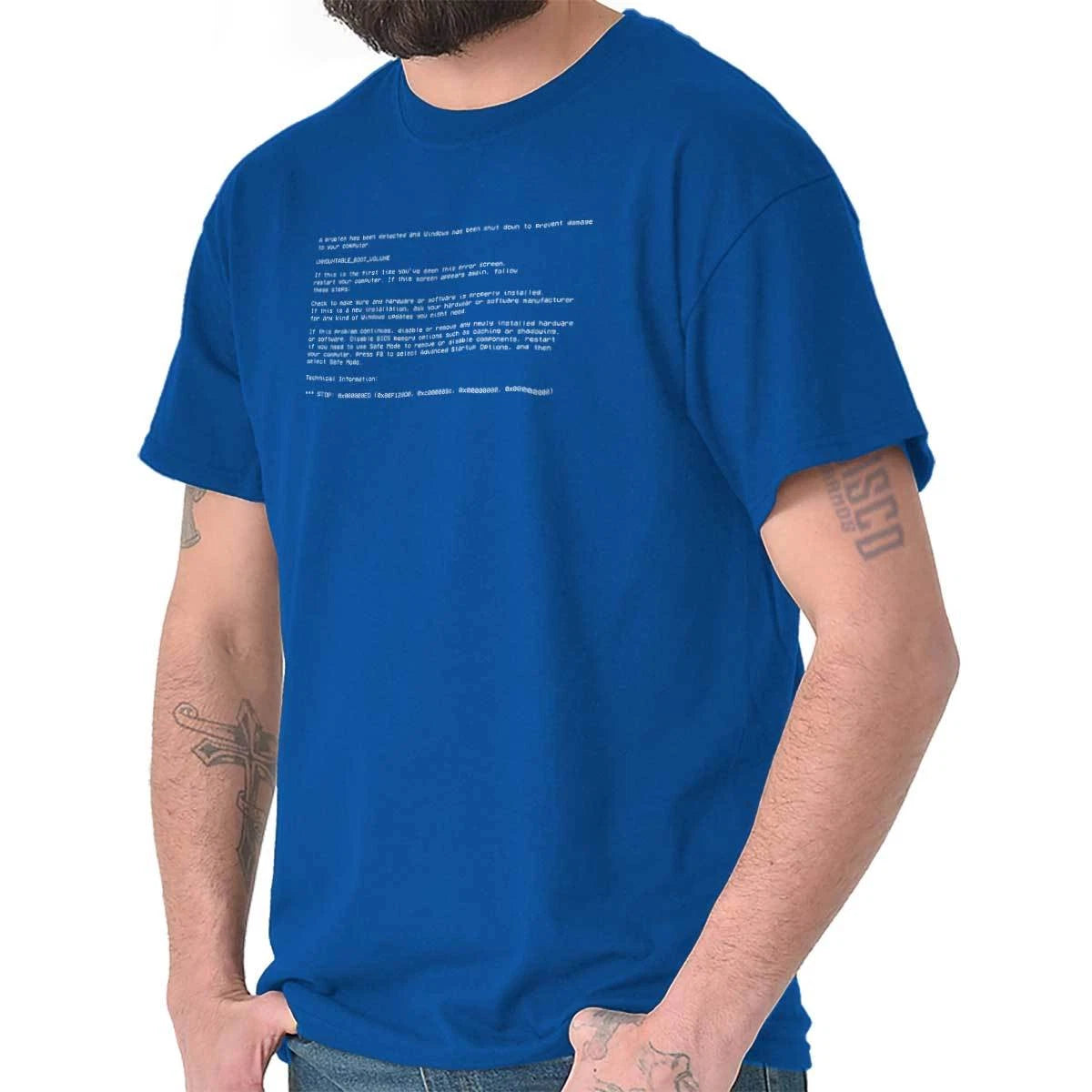 Funny Sarcastic Computer Error Screen Humor Womens or Mens Crewneck T Shirt Tee