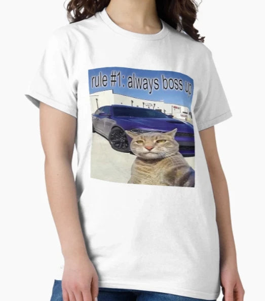Rule #1 Always Boss Up Selfie Cat Meme T-Shirt