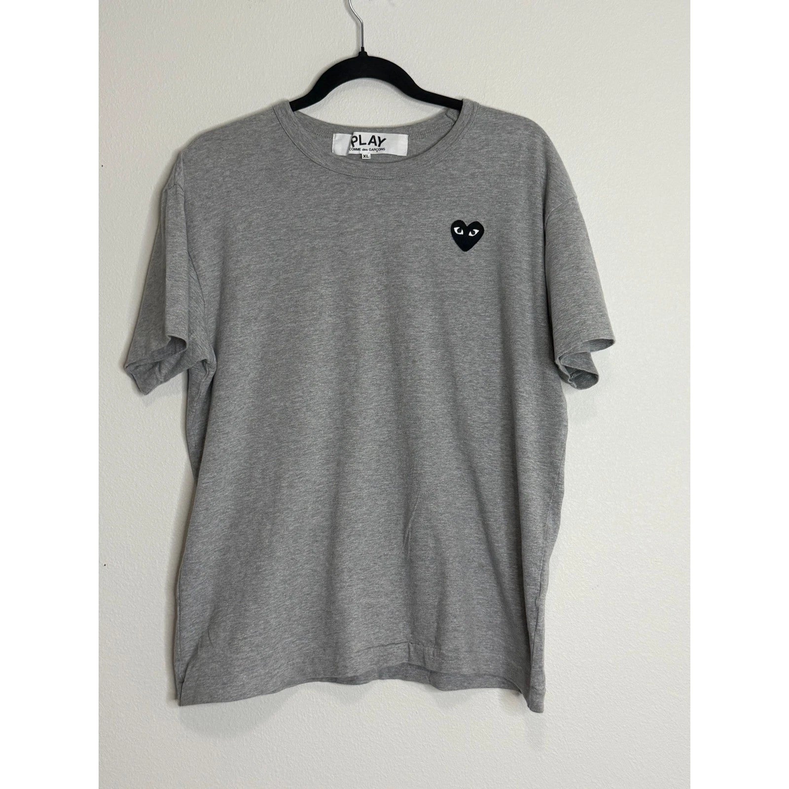 Comme des Garcons Play Grey T-Shirt Black Heart Logo XL Men's CDG Tee