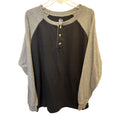 New other Revolution OT Mens XL Henley Shirt Blk Heather Grey Raglan Long Sleeve