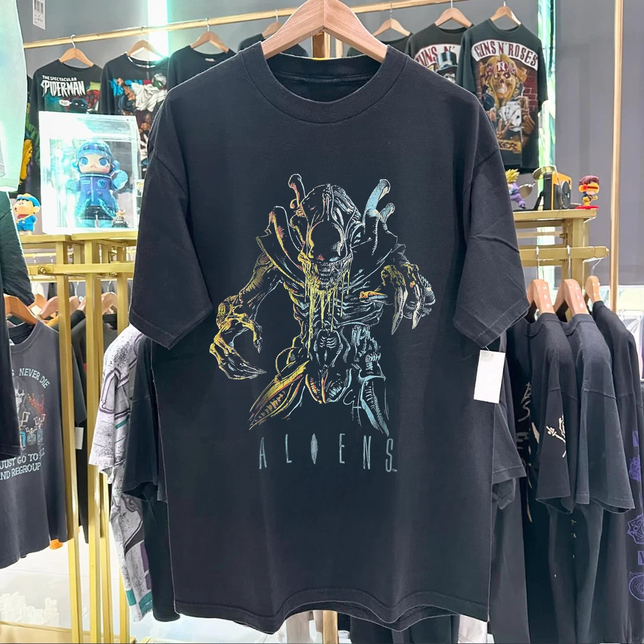 90s Aliens Washed T-Shirt Black L