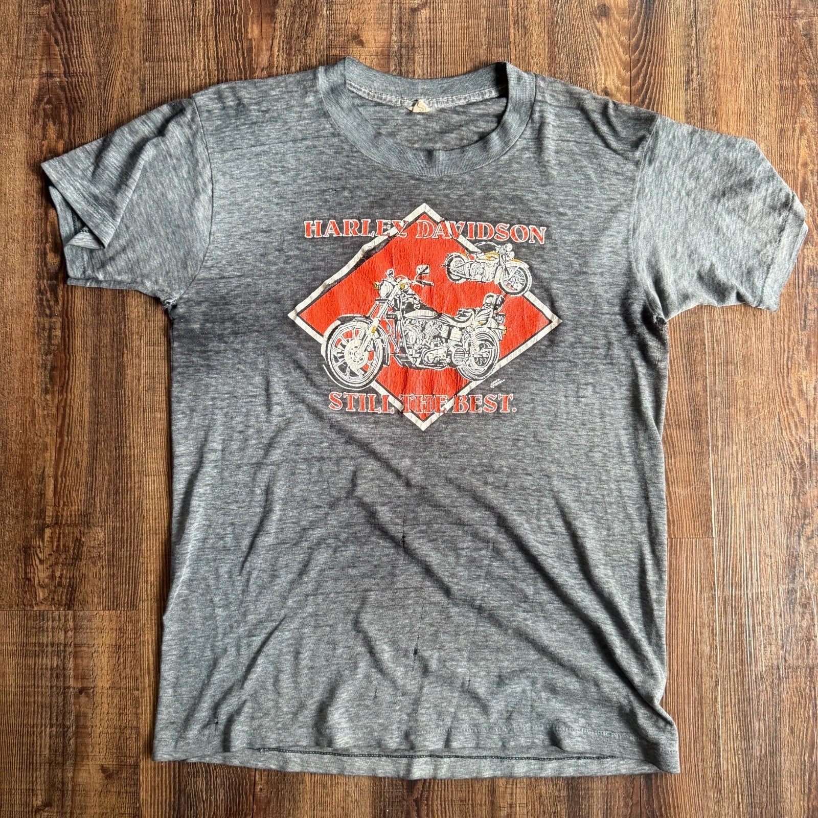 Vintage 80s Thrashed Tissue Thin Harley-Davidson TX Dealership Tee