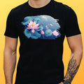 Mens Lotus Flower Motif Cotton T-Shirt Size XS to 5XL
