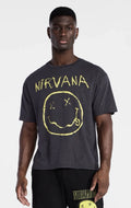 Nirvana Men's Smiley 1993 Tour Graphic Distress Relax Boxy Tee Sizes XS-3XL