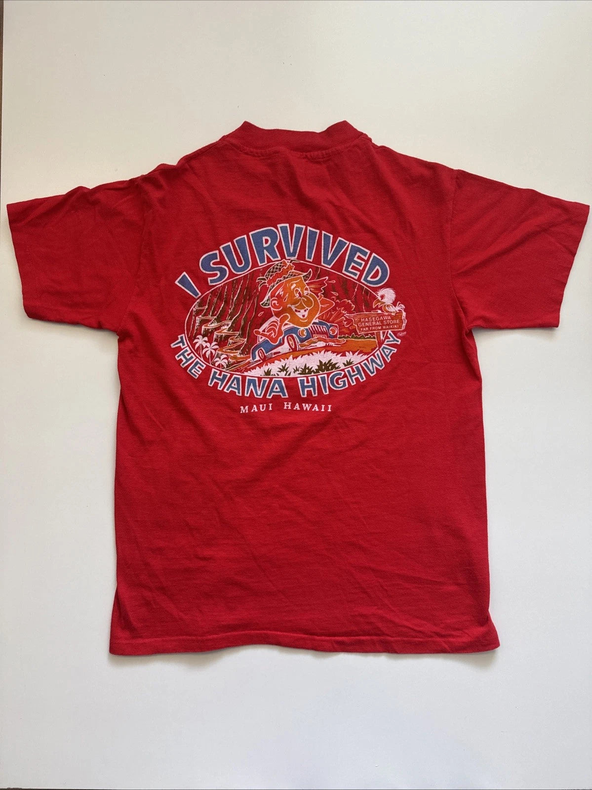Vtg 80s 90s I Survived Hana Highway T Shirt Maui Hawaii Single Stitch EUC Small