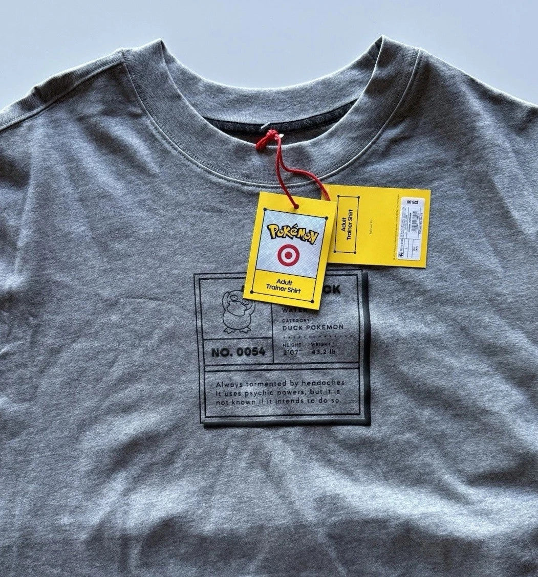 Pokémon X Target - Psyduck - Gray Graphic Logo Crew Neck T-Shirt, Unisex XLarge