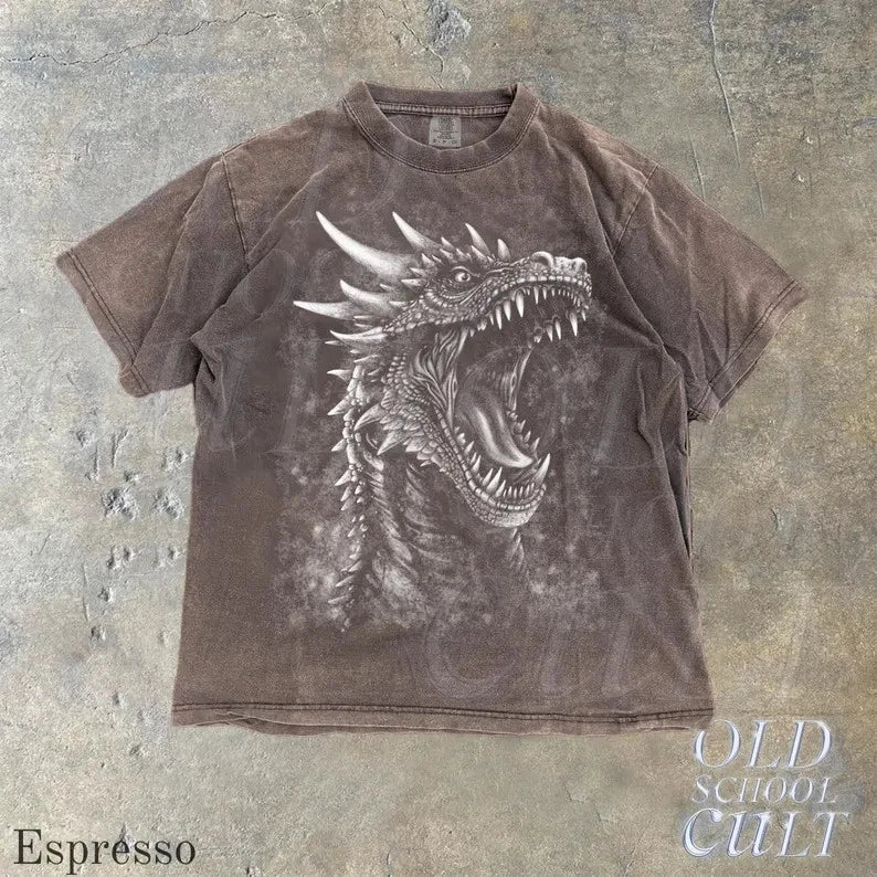 Dragon Fantasy Vintage Gothic Y2k Shirt, Retro Dragon Shirt, Hand Drawn Design,
