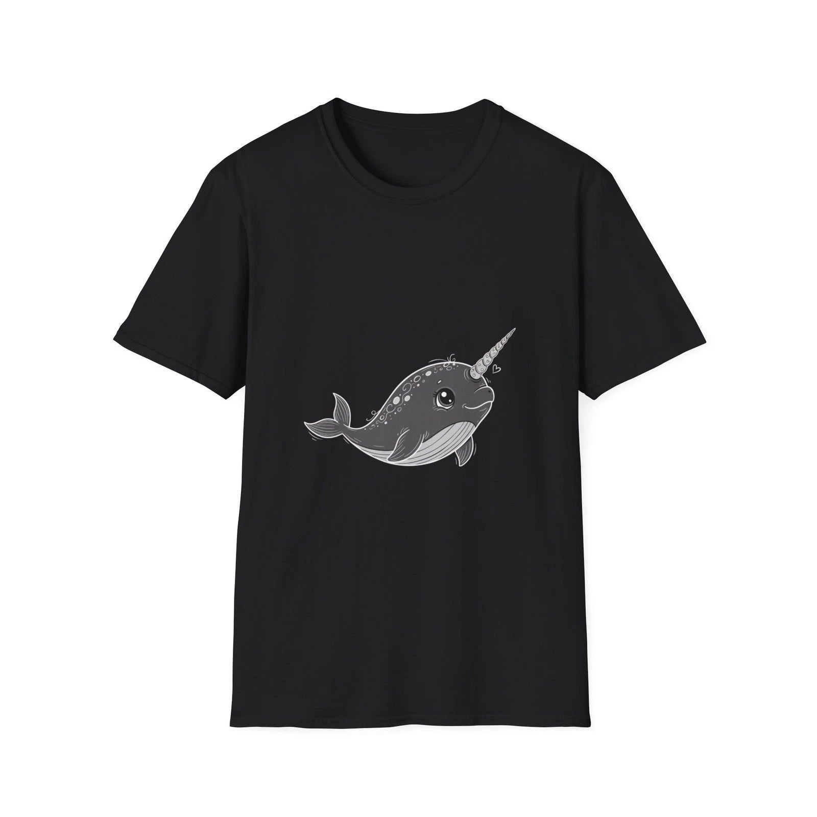 Narwhal Kawaii Cute Ocean Magic Black Tee Whimsical Graphic T-Shirt