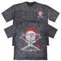 Go And Look Back Mens Carbon Grey Heavyweight 240gsm Vintage T-Shirt Skull