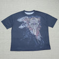 Y2k style cross and wing, tattoo style graphic tshirt