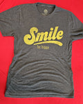 Smile - Be Hippy Distressed Short Sleeve Crewneck T-shirt Adult Small Blue