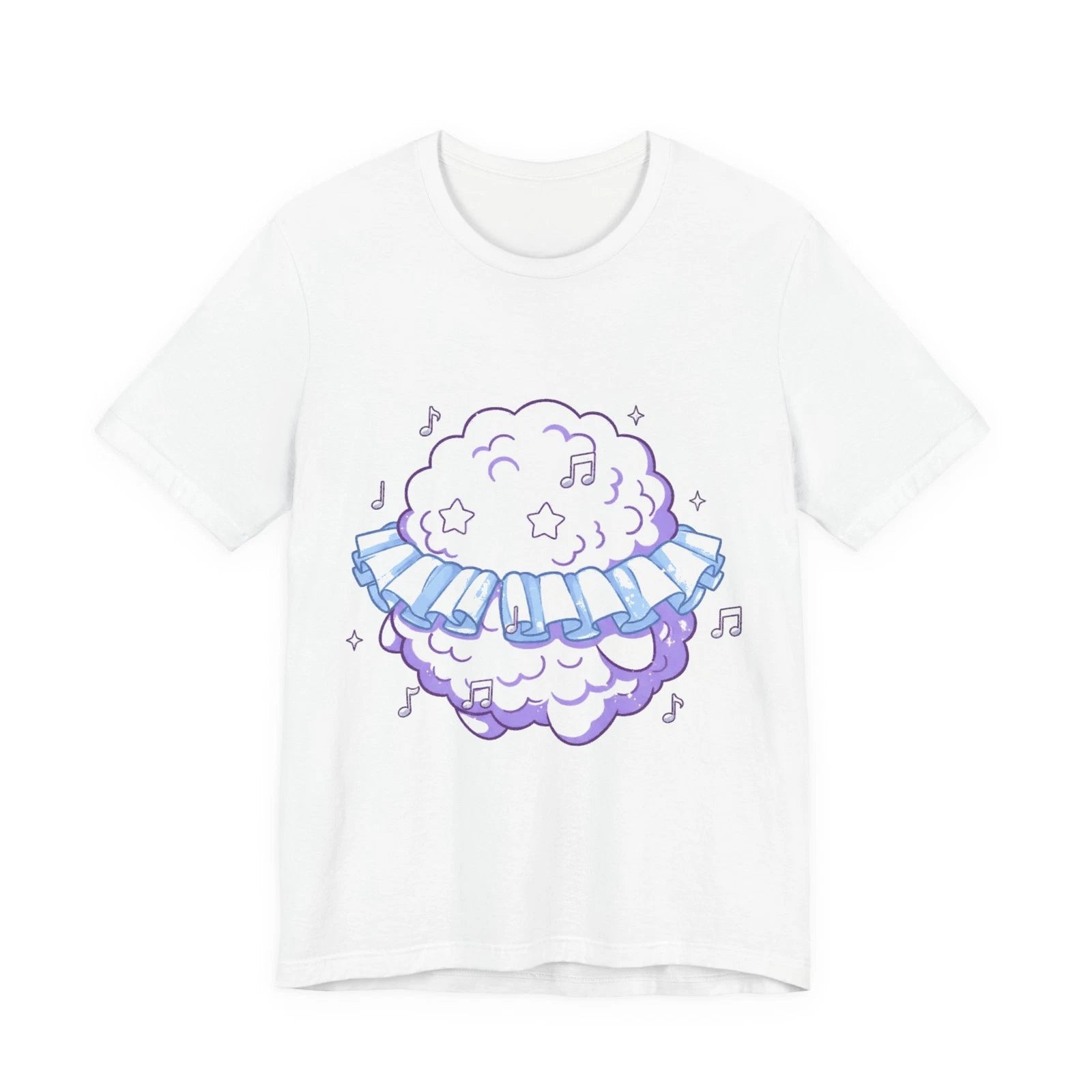 Kawaii Cloud Cupcake T-Shirt Pastel Aesthetic Fairycore Tee - Cute Musical Stars