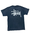 Vintage Y2K Stussy Spellout Graphic Blue T-Shirt Surf Skate Streetwear Men's M