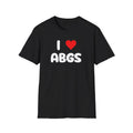 I  ABGS T-Shirt | Heart Graphic, Bold Bubble Letters, Black