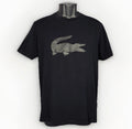 Lacoste Black Latex Applique Tonal Crocodile Logo Medium Crew Short Sleeve Shirt