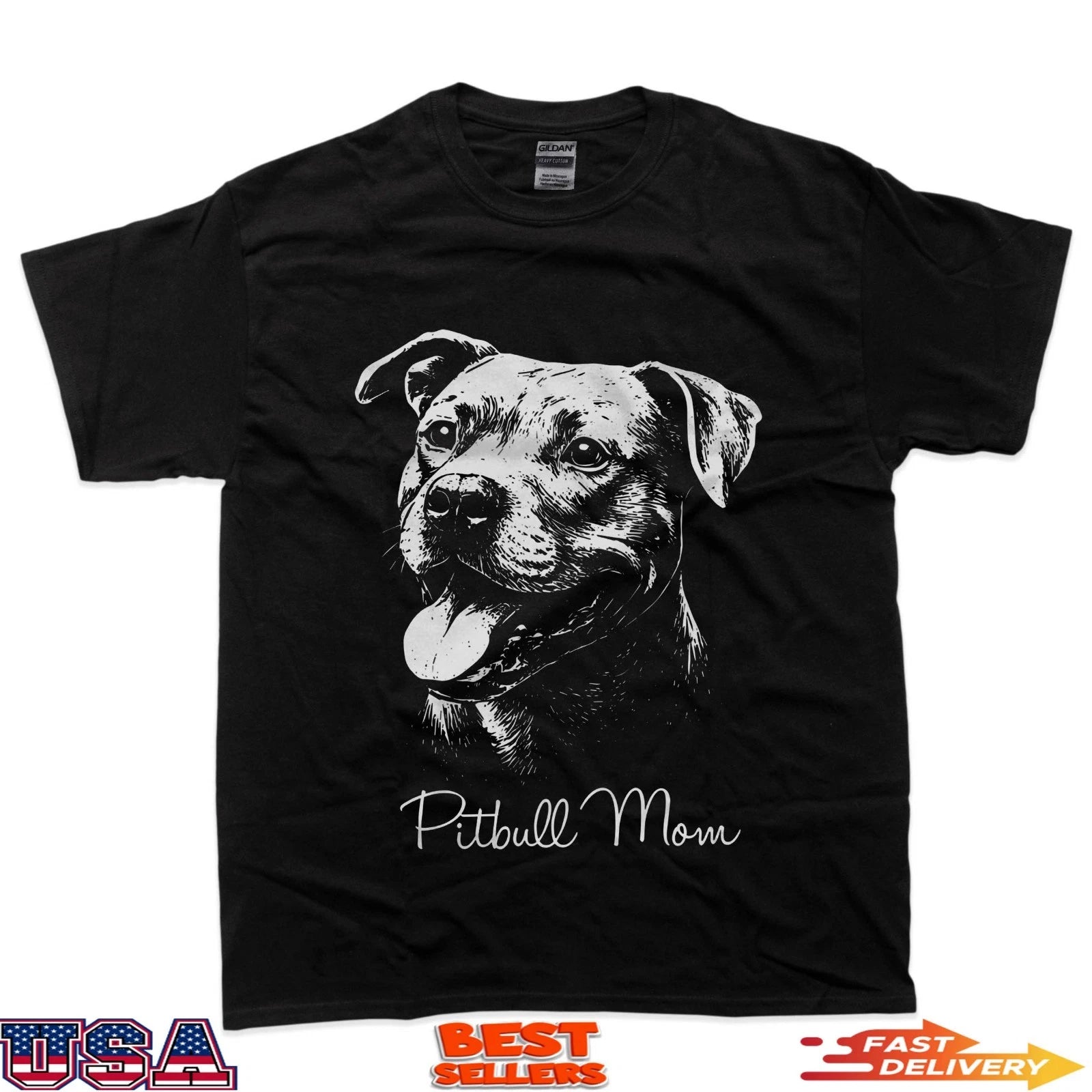 Pitbull Mom Grunge Vintage Dog Lover Design T-Shirt