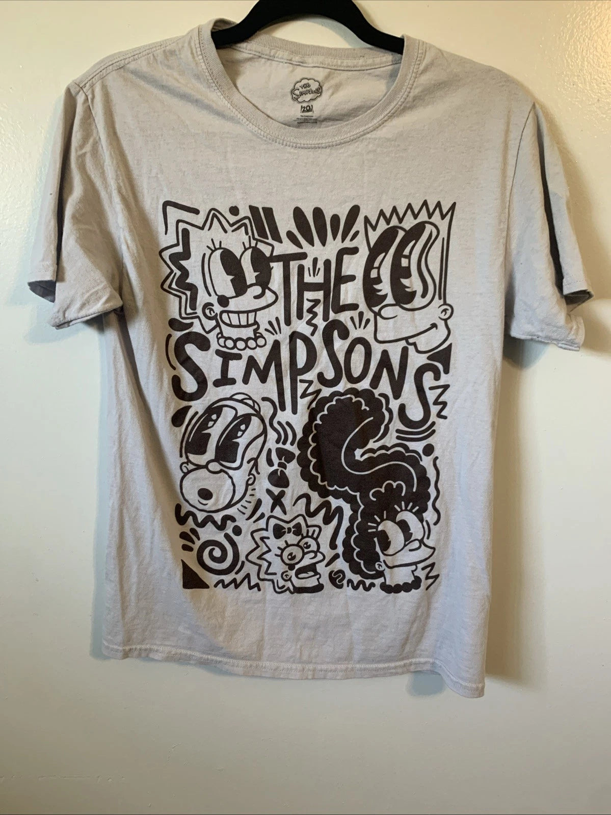 The Simpsons Family Pop Art Graphic T Shirt Size Small Beige Brown