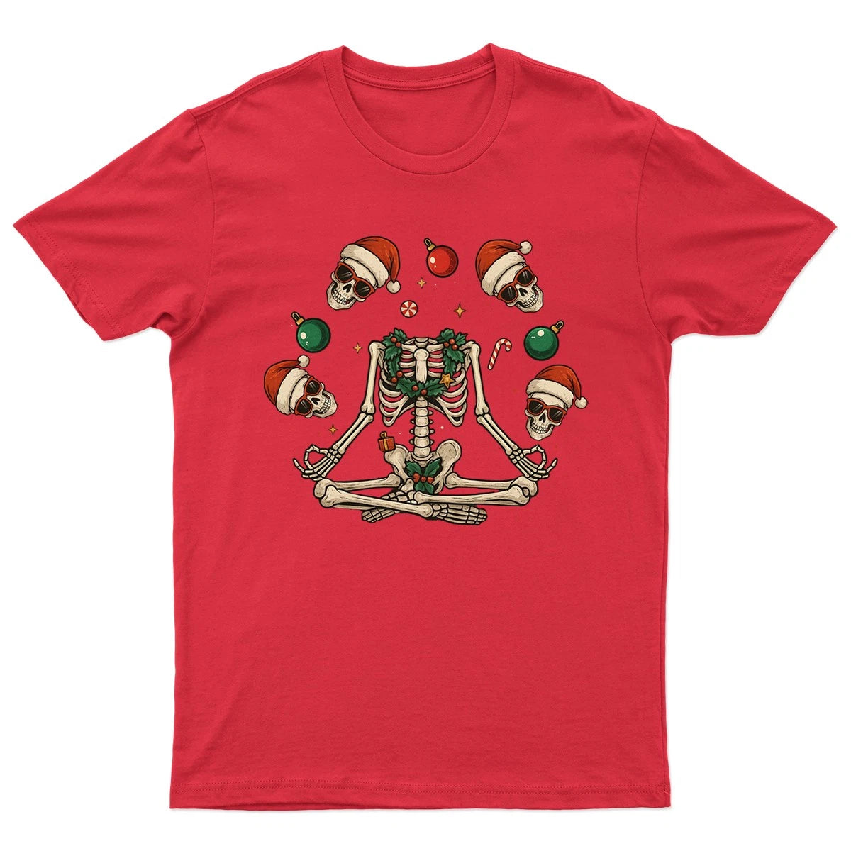 Christmas Skeleton Skulls Gothic T-Shirt Unisex Gift Retro Seasonal Funny Xmas