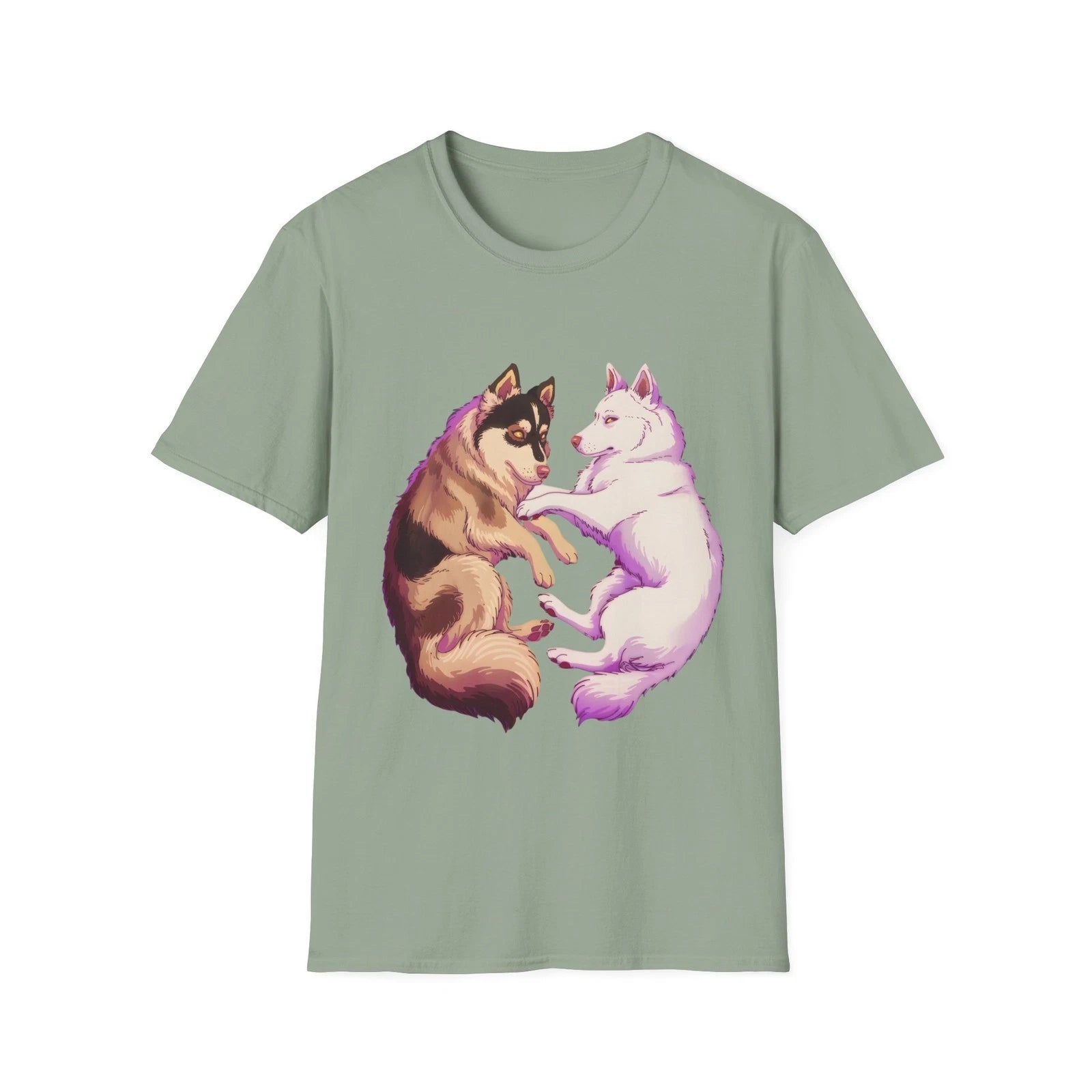Pastel Anime Huskies Malamutes Unisex Tee Cute Kawaii Dog Lover T-Shirt Gift
