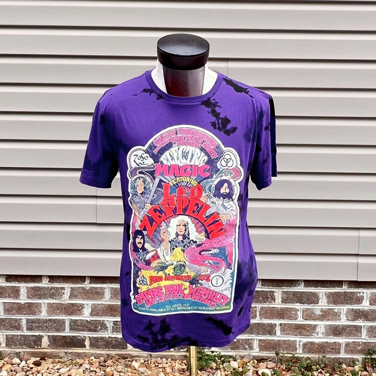 Led Zeppelin Electric Magic Concert T Shirt Purple Band Tee Tie Dye Medium