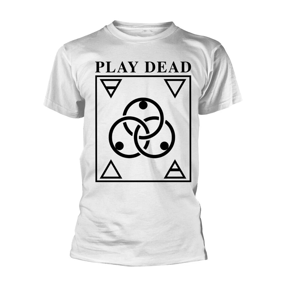 Play Dead (logo) White T-SHIRT : Post punk goth band, killing joke *SALE £6.99!