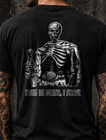 Dark Fantasy Skeleton Warrior Back Print Shirt, Gothic Streetwear Tee
