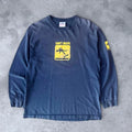 Vintage Y2K Can't Skate Text T-shirt Tee Long Sleeve Sun Faded Large Mens Blue