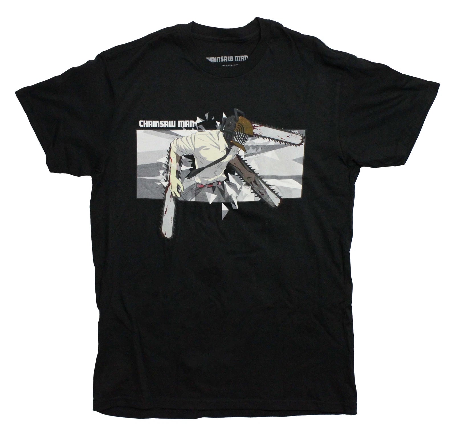 Chainsaw Man New Adult T-Shirt - Denji with 3 Bloody Saws Boxed Image