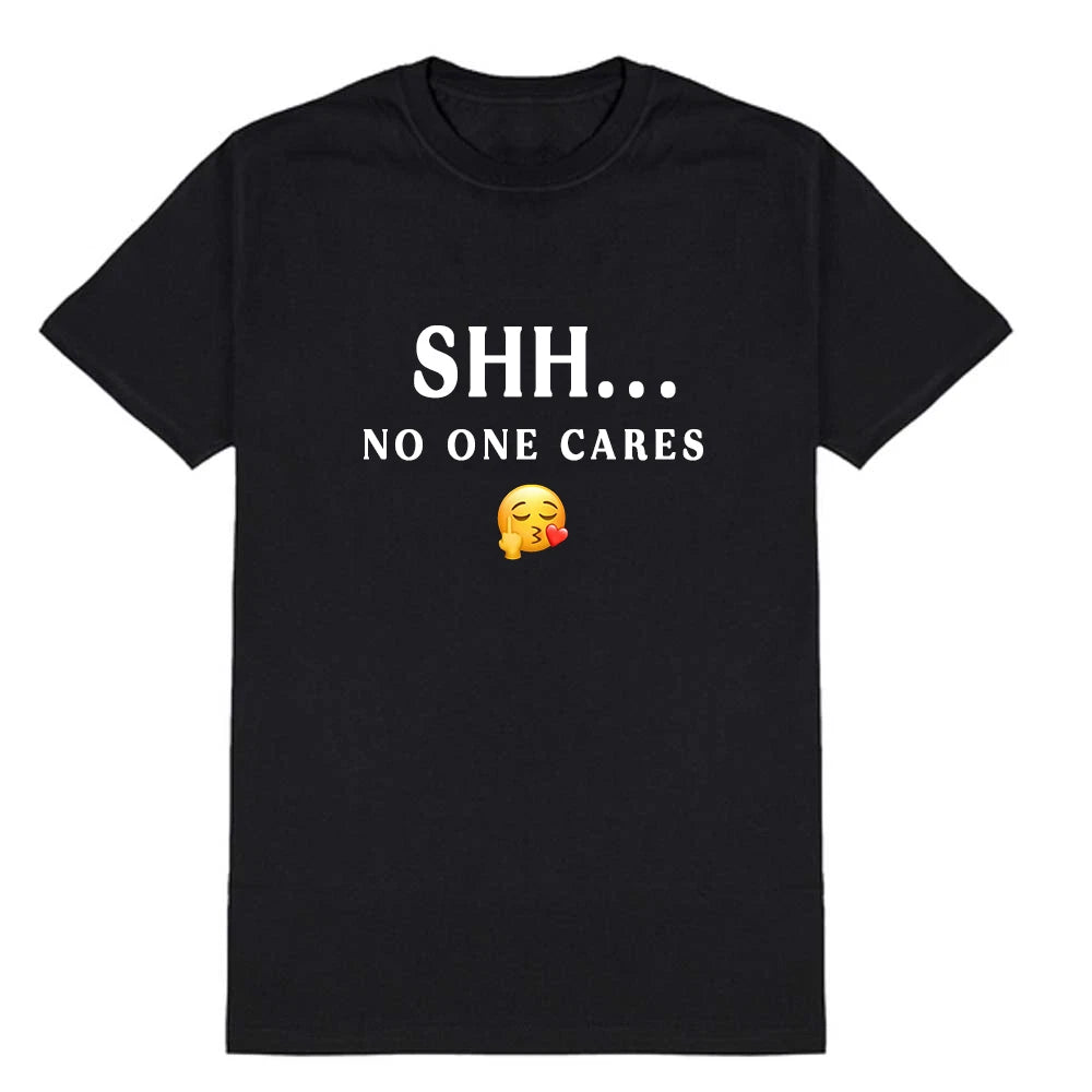 Hanger Craft Unisex NO ONE CARES Printed T-Shirt Funny Sarcasm Humor Tee Top Gif