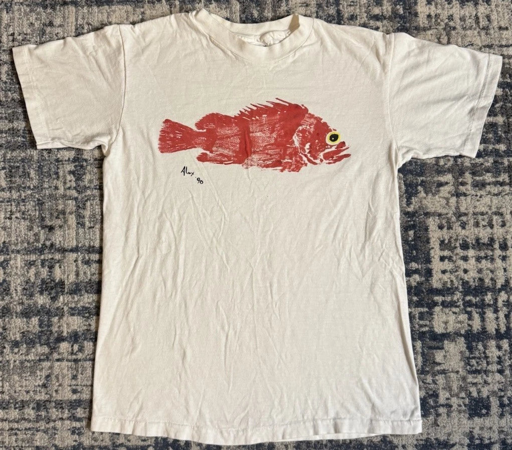 Vintag 1990 Red Snapper Hand Printed Hand Painted Art T Shirt Sz M Pop Art Beach