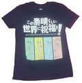 Konosuba Adult New T-Shirt- 4 Pastel Girls Under Kanji Logo Pic