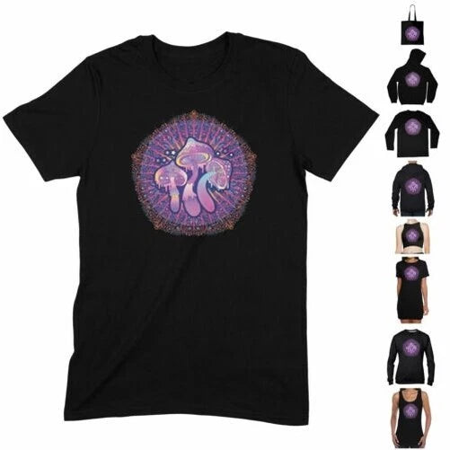 Magic Mushrooms Mandala Psychedelic T Shirt - Trippy Hipster Boho Hippie